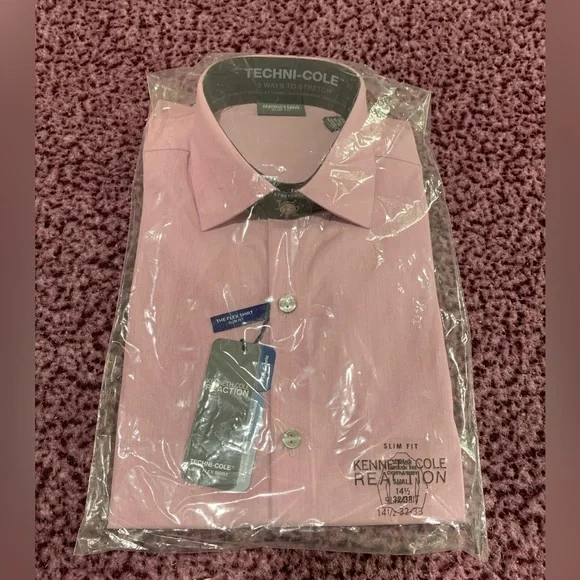 kenneth cole reaction dress shirt slim fit Slim-Fit Stretch Dress Shirt – Powder Blue main image 1